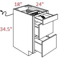 AIR-DB18CHGDR18 Amesbury Ivory Shaker RTA 18" Drawer Base Charging Cabinet