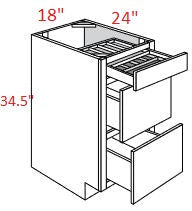 AMR-DB18TTCD18 Amesbury Mist Recessed RTA 18" Drawer Base With 2-Tier Cutlery Drawer