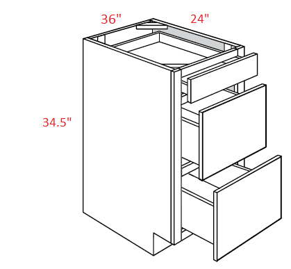 L02-DB36 Luxor Smokey Gray RTA 36" Drawer Base Cabinet