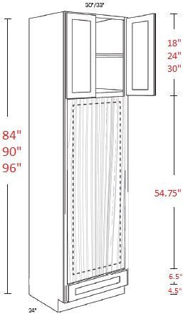 EB27-OVD3384 Elegant Ocean Assembled Double 33x84 Oven Cabinet