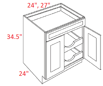 EB27-B24-POS2 Elegant Ocean Assembled 24" Base Cabinet With Roll Outs