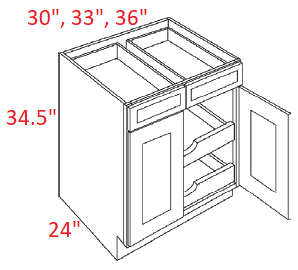 EB10-B36-POS2 Elegant White Assembled 36" Base Cabinet With Roll Outs