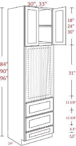 EB27-OV3084 Elegant Ocean Assembled Single 30x84 Oven Cabinet