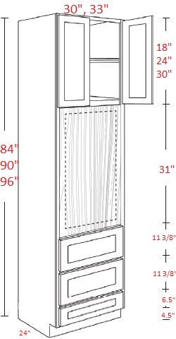 RB10-OV3390 Richmond White Assembled Single 33x90 Oven Cabinet