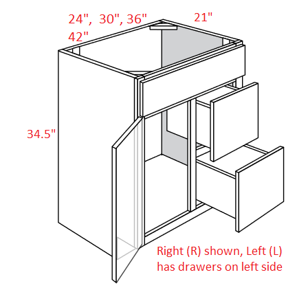 EB22-V4221D-L Elegant Dove Assembled Vanity Sink Base cabinet