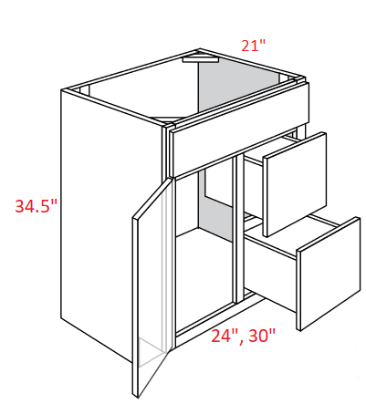 L02-V3021D-R Luxor Smokey Gray RTA Vanity Sink Base cabinet