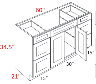 L02-V6021D Luxor Smokey Gray RTA Vanity Sink Base cabinet