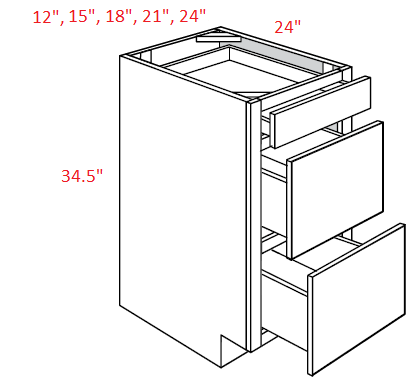 L10-DB12 Luxor White RTA 12" Drawer Base Cabinet