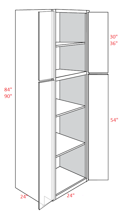 L03-UC2424X90 Luxor Misty Grey RTA 24x90 Pantry Cabinet